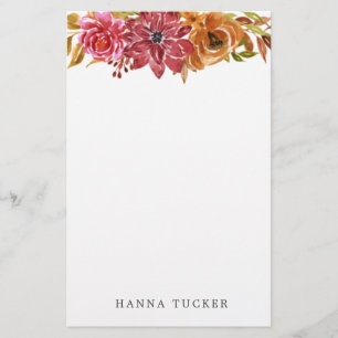 Elegantes Pink Gold Personalisierte Blumengestatio Briefpapier