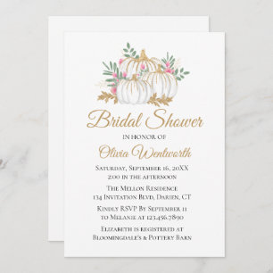 Elegantes Pink Gold Pumpkins Fall Brautparty Einladung