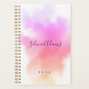 Elegantes Pink Gold Watercolor Script Abstrakt Planer
