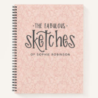 Elegantes Pink Lace Sketchbook mit Name Notebook