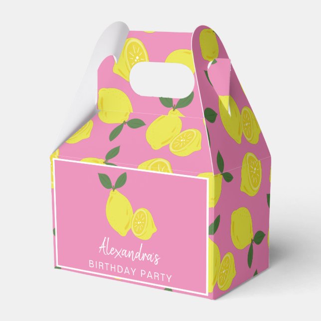 Elegantes Pink Lemon Gastgeschenk Box Geschenkschachtel (Vorderseite)