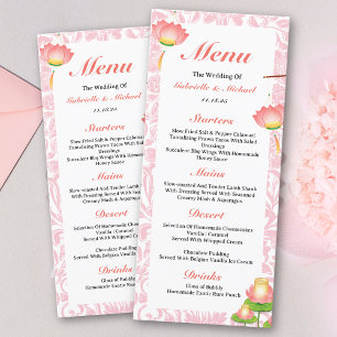 Elegantes Pink Lotus Lanterns Indian Wedding Menu