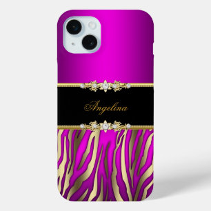 Elegantes Pink Magenta Zebra Schwarz Gold Case-Mate iPhone Hülle