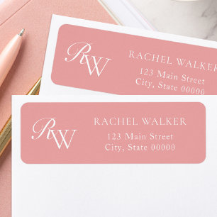 Elegantes Pink-Monogramm-Rücksendeadresse