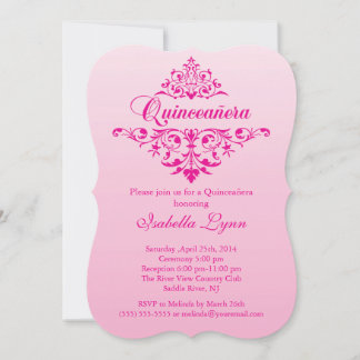 Elegantes Pink Ombre Quinceañera Party Einladung