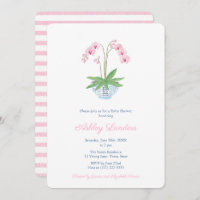 Elegantes Pink Orchid Chinoiserie Girl Baby Shower