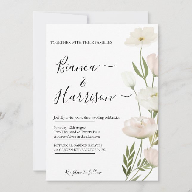 Elegantes Pink Peony Foto Save The Date (Vorderseite)