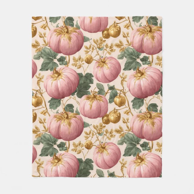 Elegantes Pink Pumpkins Autumn Design Fleecedecke (Vorderseite)