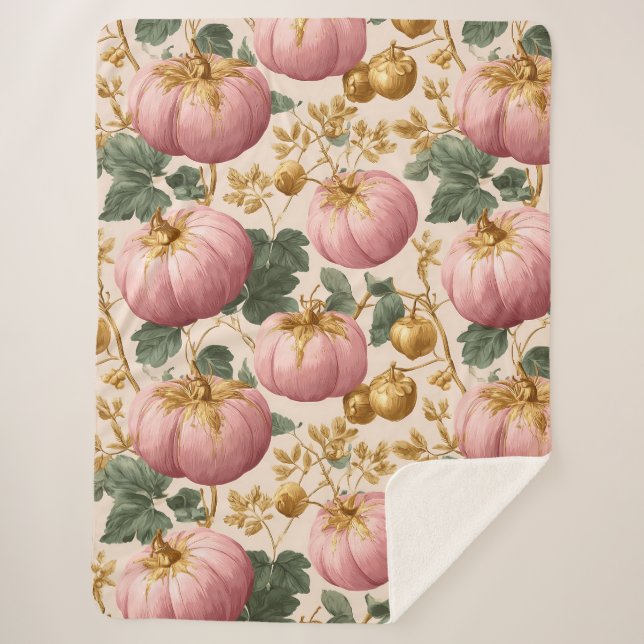 Elegantes Pink Pumpkins Autumn Design Sherpadecke (Vorderseite)