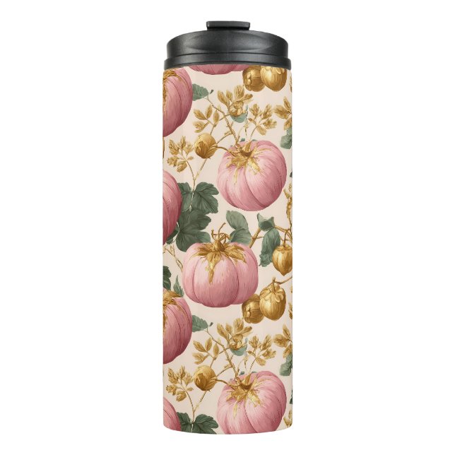 Elegantes Pink Pumpkins Autumn Design Thermosbecher (Vorderseite)