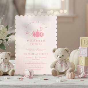 Elegantes Pink Sweet Little Pumpkin Baby Dusche Einladung