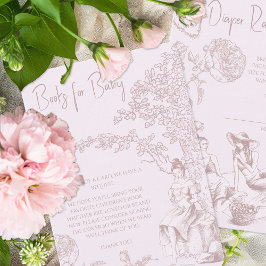 Elegantes Pink Toile Jouy Baby Shower Book Request Begleitkarte