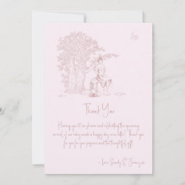 Elegantes Pink Toile Jouy Baby Shower Book Request Dankeskarte