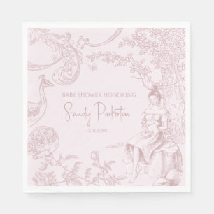 Elegantes Pink Toile Jouy Baby Shower Book Request Serviette