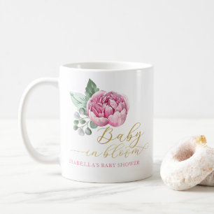 Elegantes Pink und Gold Floral Baby in Blütendusch Kaffeetasse