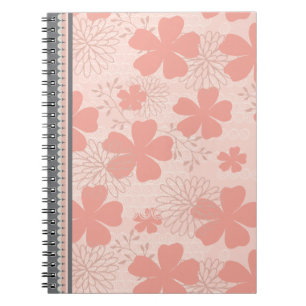 Elegantes Pink- und Melon-Blumen-Spiral-Notebook Notizblock