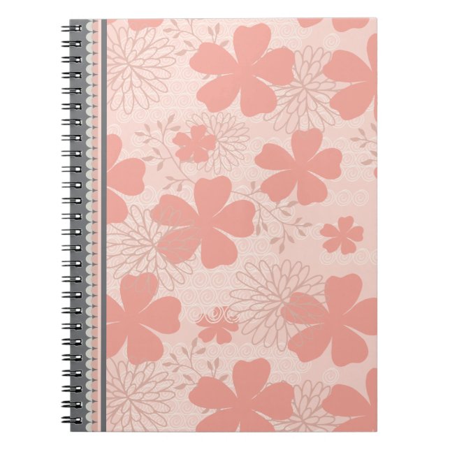 Elegantes Pink- und Melon-Blumen-Spiral-Notebook Notizblock (Vorderseite)