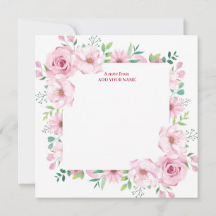 Elegantes Pink-Wasserfarben-Botanik-Danke Mitteilungskarte