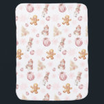 Elegantes Pink Winter Girl Babydecke<br><div class="desc">Mit dieser eleganten,  rosafarbenen Babydecke,  die mit knuddeligen Lebkuchenmännern,  festlichen Weihnachtsschmuckstücken,  Schneemännern und charmanten Nussknaben geschmückt ist,  verwöhnen Sie Ihre Kleine mit gemütlichem Charme. Diese stilvolle Decke ist ideal,  um Ihr Baby während der Ferienzeit warm behalten. Sie verleiht jedem Kinderzimmer oder jedem Spaziergänger eine magische winterliche Touch.</div>