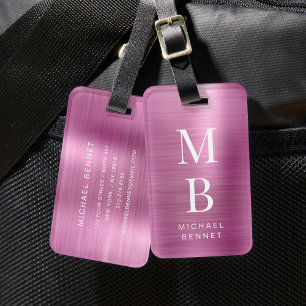 Elegantes pinkes Monogramm Gepäckanhänger