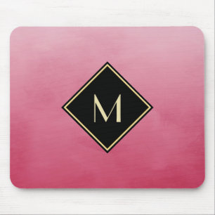 Elegantes Pinsel mit einfachem Goldmonogramm Mousepad