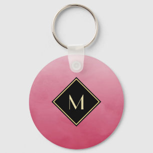 Elegantes Pinsel mit einfachem Goldmonogramm Schlüsselanhänger