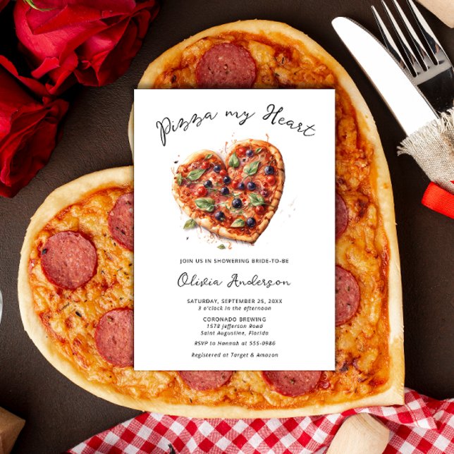 Elegantes Pizza My Heart Italienisches Brautparty Einladung (Von Creator hochgeladen)