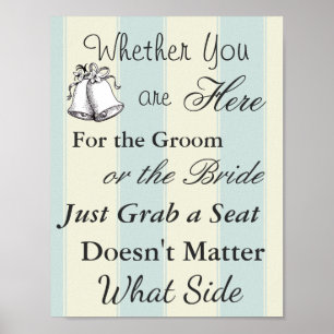 Elegantes Plakat Hochzeit Tan und Blau