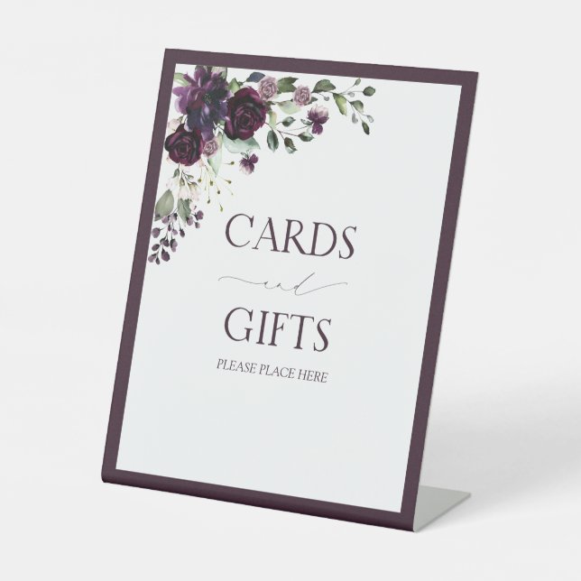 Elegantes Plum Lila Brautparty Sockelschild (Vorderseite)