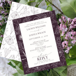 Elegantes Plum Lila Hochzeit Probe Dinner Einladung