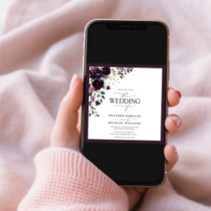 Elegantes Plum Lila Mauve Floral Watercolor Foto Einladung