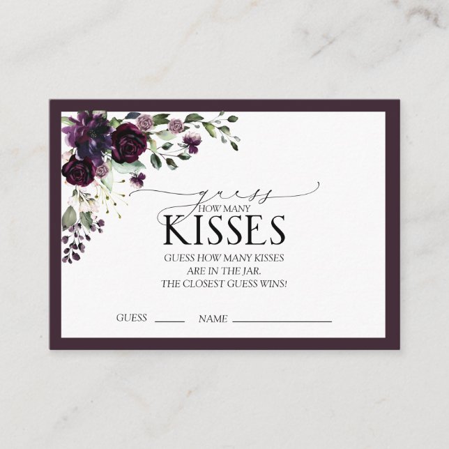 Elegantes Plum Lila Watercolor Brautparty Game Begleitkarte (Vorderseite)