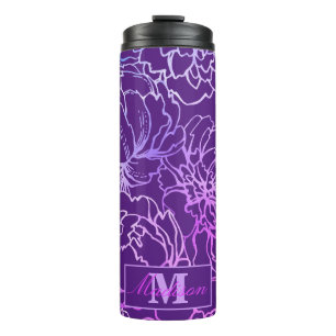 Elegantes Plum Modernes Monogramm Thermosbecher