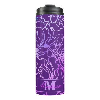 Elegantes Plum Modernes Monogramm Thermosbecher