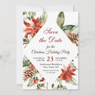 Elegantes Poinsettia Holiday Weihnachten Party Save The Date