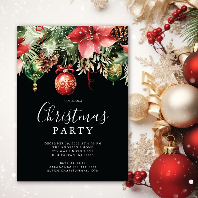 Elegantes Poinsettia Weihnachtsfest Party Einladung (Von Creator hochgeladen)