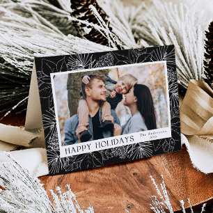 Elegantes Poinsettias-Pinecones-Foto Kohle 2 Feiertagskarte