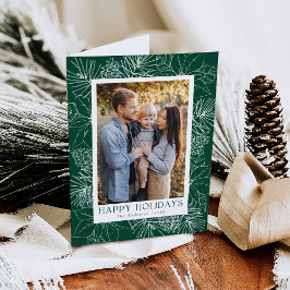 Elegantes Poinsettias und Pinecones 2 Foto Feiertagskarte