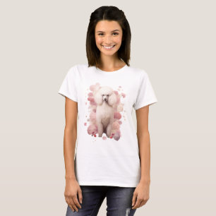 Elegantes Poodle umgeben von Rose - Minimalistisch T-Shirt