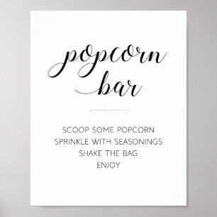 Elegantes Popcorn-Bar-Buffet-Hochzeitsschild Poster