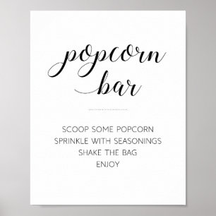 Elegantes Popcorn Bar Buffet Hochzeitszeichen Poster