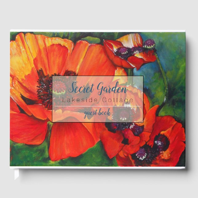 Elegantes Poppy Blume Vacation Rental Guest Book Gästebuch (Vorderseite)