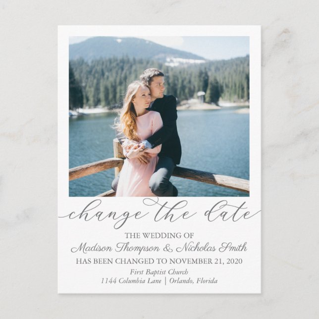 Elegantes Portrait Bild ändern Datum Postkarte (Vorderseite)