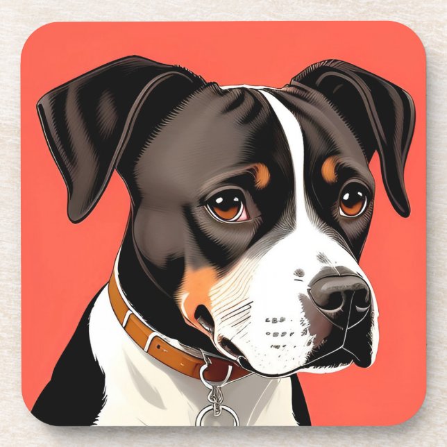 Elegantes Portrait eines schwarzen und weißen Hund Getränkeuntersetzer (Vorderseite)