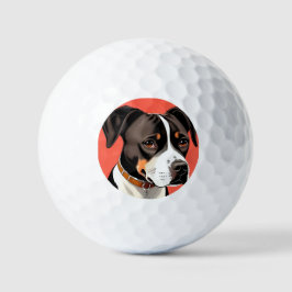 Elegantes Portrait eines schwarzen und weißen Hund Golfball