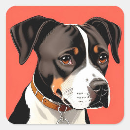 Elegantes Portrait eines schwarzen und weißen Hund Quadratischer Aufkleber