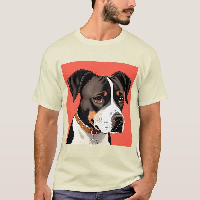 Elegantes Portrait eines schwarzen und weißen Hund T-Shirt (Vorderseite)