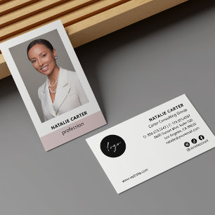 Elegantes Portrait Foto Logo Social Icon BLUSH PIN Visitenkarte
