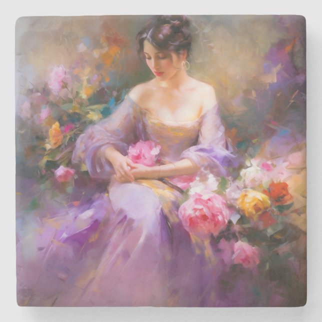 Elegantes Portrait Steinuntersetzer (Vorderseite)