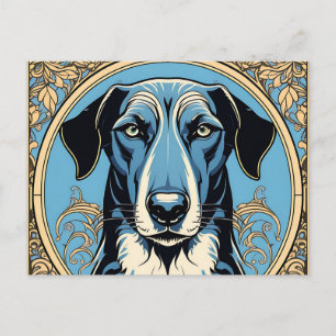 Elegantes Porträt Windhund Art Nouveau Postkarte